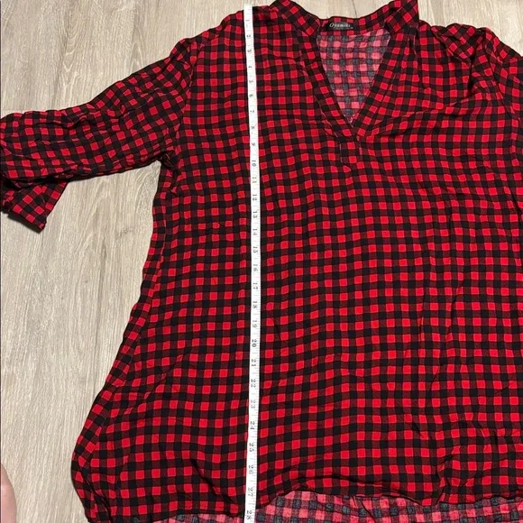 Oyamiki Red and Black Checkered Women's Top - Picture 4 of 4